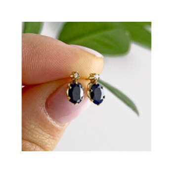 14K YELLOW GOLD ALMANDINE & DIAMOND EARRINGS