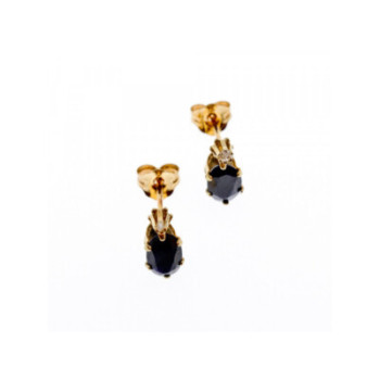 14K YELLOW GOLD ALMANDINE & DIAMOND EARRINGS