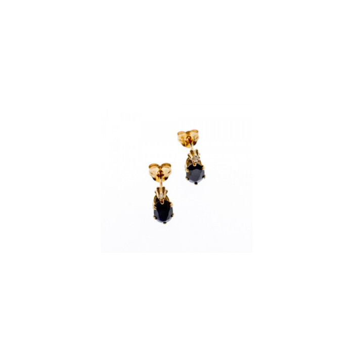 14K YELLOW GOLD ALMANDINE & DIAMOND EARRINGS