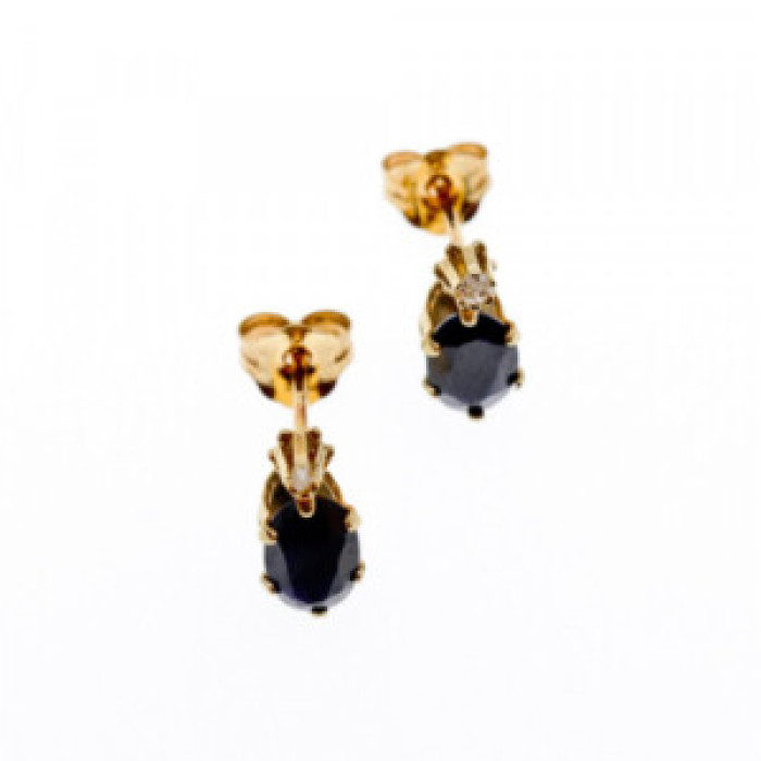 14K Yellow Gold Almandine & Diamond Earrings