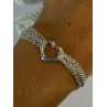 925 Sterling Silver 6 Chain Italy Heart Bracelet Length 7