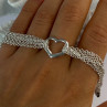 925 Sterling Silver 6 Chain Italy Heart Bracelet Length 7