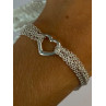 925 Sterling Silver 6 Chain Italy Heart Bracelet Length 7