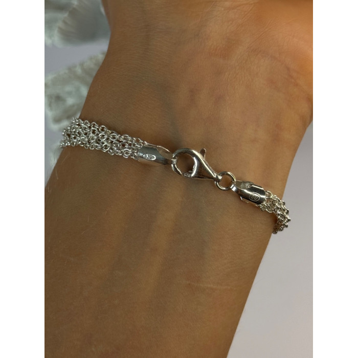 925 Sterling Silver 6 Chain Italy Heart Bracelet Length 7