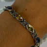 Vintage 925 Sterling Silver Multi Color Gemstones Bracelet Length 7