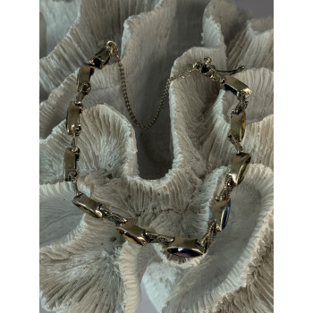 Vintage 925 Sterling Silver Multi Color Gemstones Bracelet Length 7