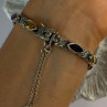 Vintage 925 Sterling Silver Multi Color Gemstones Bracelet Length 7
