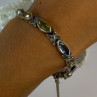 Vintage 925 Sterling Silver Multi Color Gemstones Bracelet Length 7