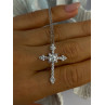925 Sterling Silver Cross Cz Necklace Length 17/15 inch