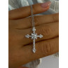 925 Sterling Silver Cross Cz Necklace Length 17/15 inch