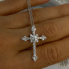 925 Sterling Silver CZ Chain With Cross Length 17/15 in