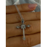 925 Sterling Silver Cross Cz Necklace Length 17/15 inch