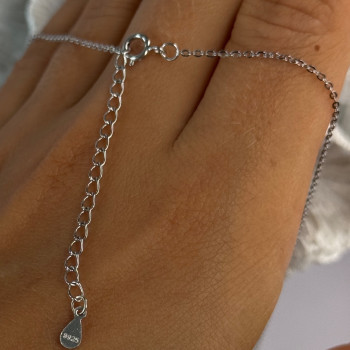 925 Sterling Silver CZ Chain With Cross Length 17/15 in