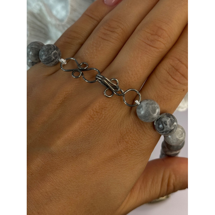 Elegant Design 925 Sterling Silver Jasper Necklace Length 18.5