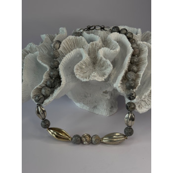 Elegant Design 925 Sterling Silver Jasper Necklace Length 18.5