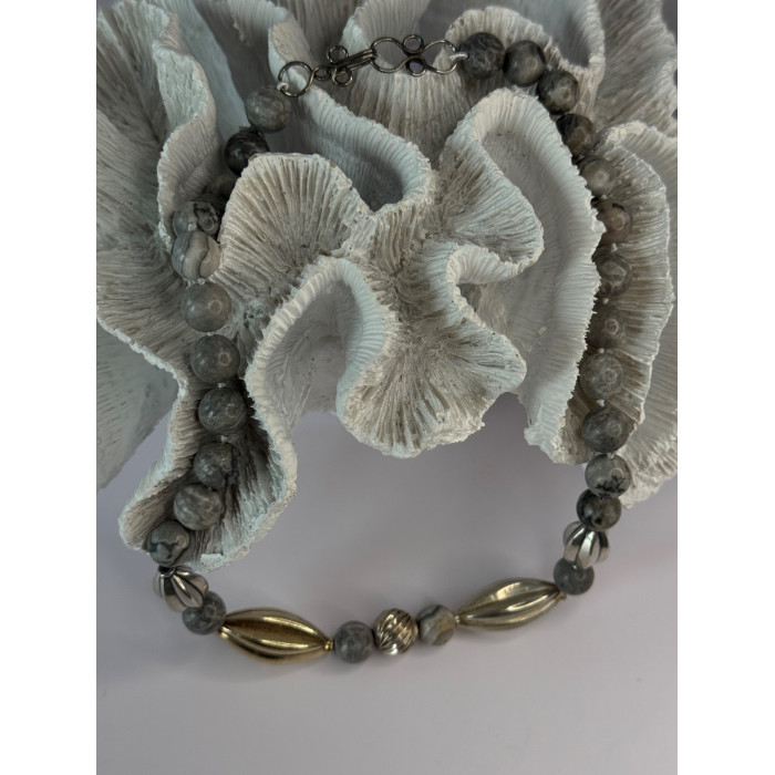 Elegant Design 925 Sterling Silver Jasper Necklace Length 18.5