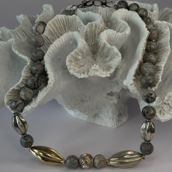 Elegant Design 925 Sterling Silver Jasper Necklace Length 18.5