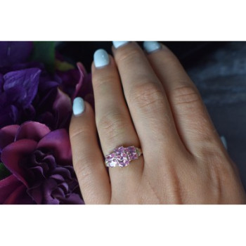 925 Sterling Silver Pink CZ Ring Size 6.5