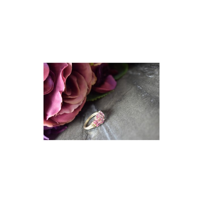 925 Sterling Silver Pink CZ Ring Size 6.5