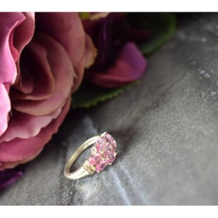 925 Sterling Silver Pink CZ Ring Size 6.5