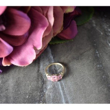 925 Sterling Silver Pink CZ Ring Size 6.5
