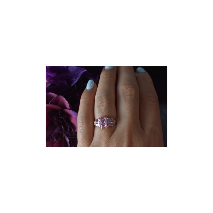 925 Sterling Silver Pink CZ Ring Size 6.5