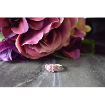 925 Sterling Silver Pink CZ Ring Size 6.5