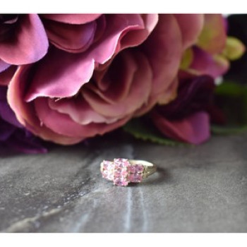 925 Sterling Silver Pink CZ Ring Size 6.5