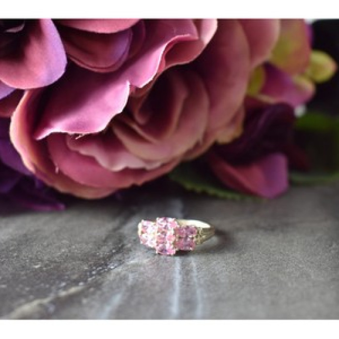 925 Sterling Silver Pink CZ Ring Size 6.5