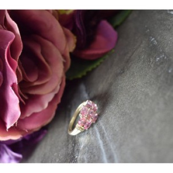 925 Sterling Silver Pink CZ Ring Size 6.5