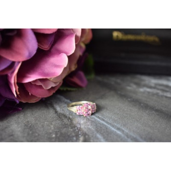 925 Sterling Silver Pink CZ Ring Size 6.5