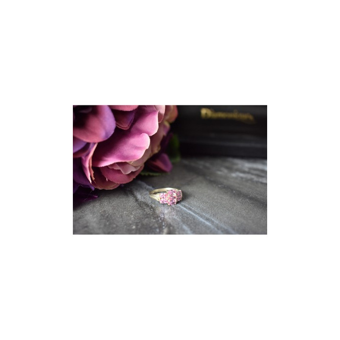 925 Sterling Silver Pink CZ Ring Size 6.5