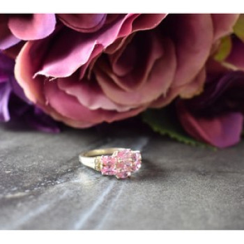 925 Sterling Silver Pink CZ Ring Size 6.5
