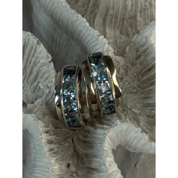 925 Sterling Silver Topaz Earrings Length 0.70 inch