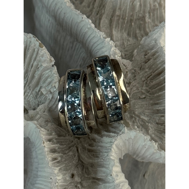 925 Sterling Silver Topaz Earrings Length 0.70 inch