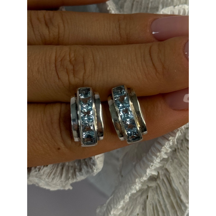 925 Sterling Silver Topaz Earrings Length 0.70 inch