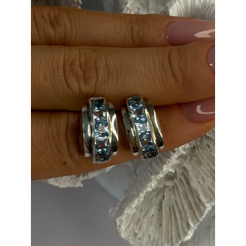 925 Sterling Silver Topaz Earrings Length 0.70 inch