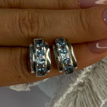 925 Sterling Silver Topaz Earrings Length 0.70 Inch