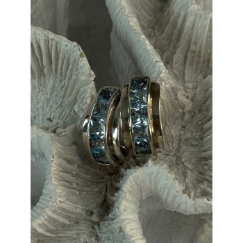 925 Sterling Silver Topaz Earrings Length 0.70 inch