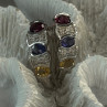 925 Sterling Silver Ruby Tanzanite Citrine Diamond Earrings Length 0.90 Inch