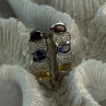 925 Sterling Silver Ruby Tanzanite Citrine Diamond Earrings Length 0.90 Inch