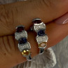 925 Sterling Silver Ruby Tanzanite Citrine Diamond Earrings Length 0.90 Inch