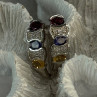 925 Sterling Silver Ruby Tanzanite Citrine Diamond Earrings Length 0.90 Inch