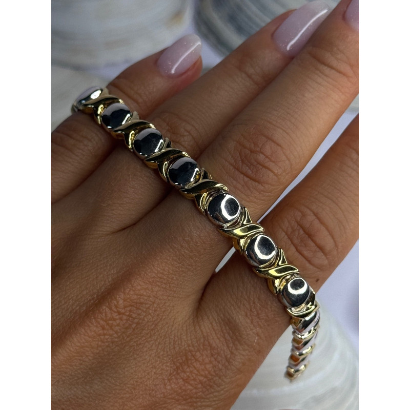 Italy 925 Sterling Silver & Gold Plated Bracelet Length 7