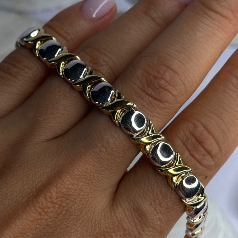 Italy 925 Sterling Silver & Gold Plated Bracelet Length 7