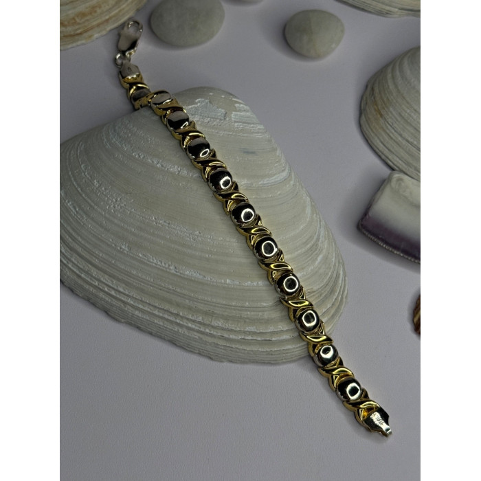 Italy 925 Sterling Silver & Gold Plated Bracelet Length 7