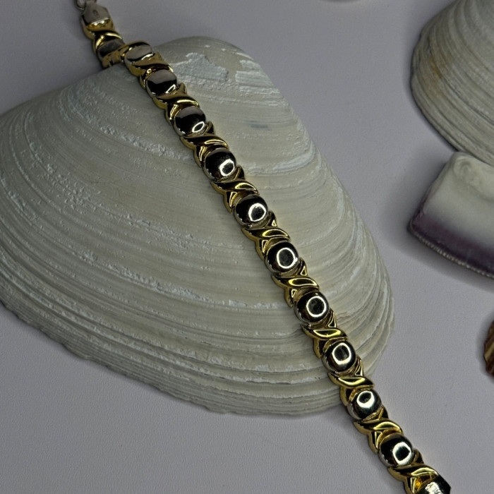 Italy 925 Sterling Silver & Gold Plated Bracelet Length 7