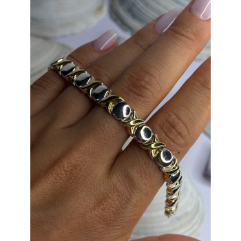 Italy 925 Sterling Silver & Gold Plated Bracelet Length 7