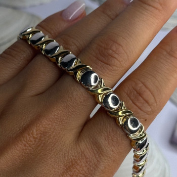 Italy 925 Sterling Silver & Gold Plated Bracelet Length 7
