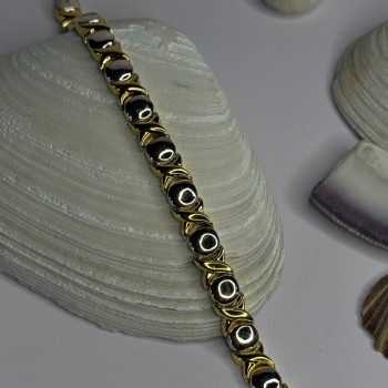 Italy 925 Sterling Silver & Gold Plated Bracelet Length 7